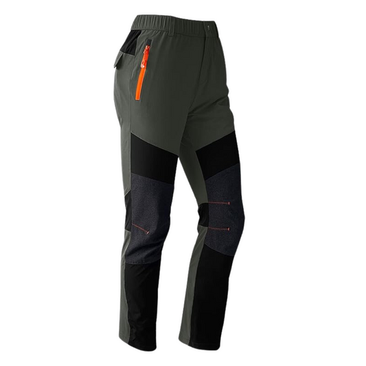 Damen Wanderhose, wasserdicht, atmungsaktiv, grün-schwarz, Outdoor-Bekleidung, elastisch.