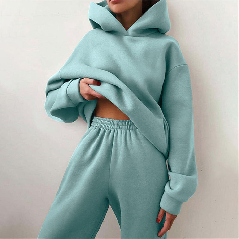 Damen Oversized Trainingsanzug, mintgrün, High Waist Hose, Hoodie, bequem, modisch.