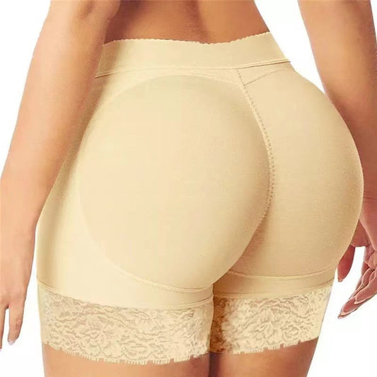 Damen Push-Up Unterhose, hautfarben, mit Spitze, nahtlos, formend, für Po-Lifting.