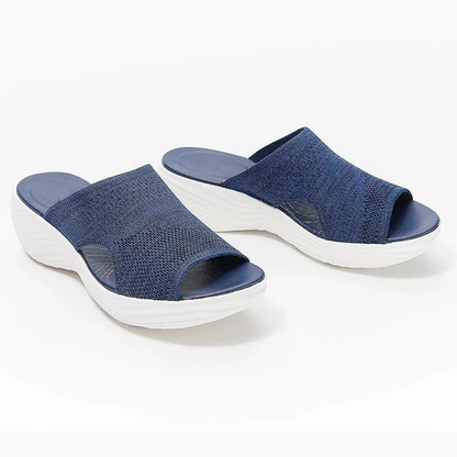 Blaue Damen-Sandalen, atmungsaktiv, mit Keilabsatz, ideal für Sommer, bequemes Design.