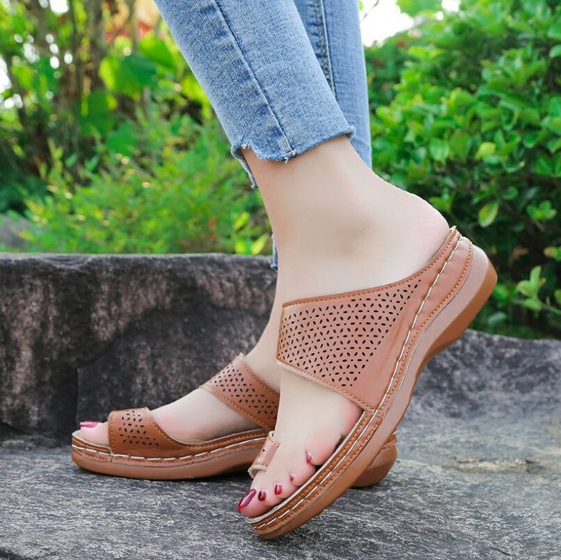 Damen Sandalen, braun, Leder, Sommerschuhe, bequem, rutschfest, Freizeit, Outdoor, modisch