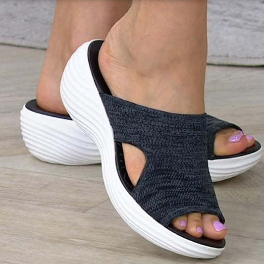 Damen Sandalen, grau, atmungsaktiv, rutschfest, mit weißer Sohle, bequem, Sommermode.