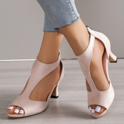 Damen High Heels Sandalen, rosa, Wildleder, offener Zeh, elegantes Design, Sommermode