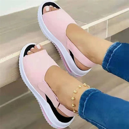 Damen Sandalen rosa, bequem, rutschfest, Sommer, Freizeit, modisch, mit Keilabsatz.