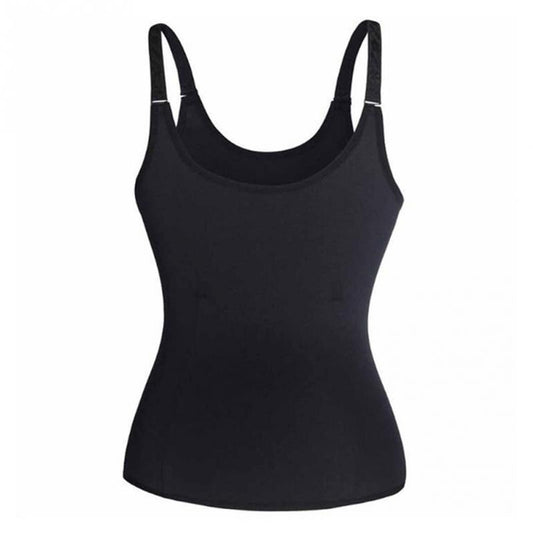 Schwarzes Damen-Tanktop, ärmellos, Baumwolle, figurbetont, ideal für Freizeit und Sport.