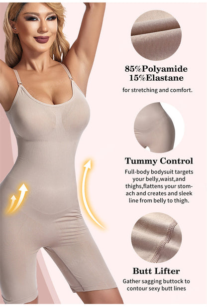 Damen Shapewear Bodysuit, beige, Polyamid-Elasthan, Bauchkontrolle, Po-Lifting, figurformend.