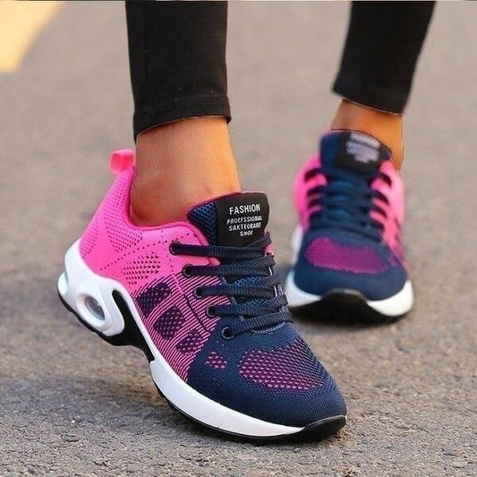 Damen Sneaker, pink-blau, atmungsaktiv, modisch, Straßenlauf, Sportschuhe, bequem.