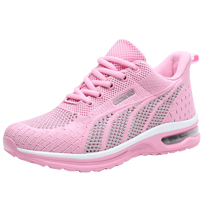 Rosa Damen-Sneaker, atmungsaktiv, Mesh, sportlich, bequem, mit Luftpolstersohle.