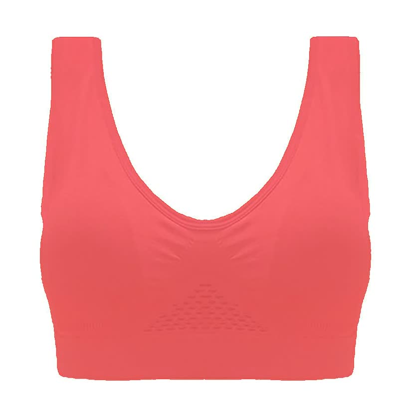 Roter nahtloser Sport-BH für Damen, atmungsaktiv, bequem, Fitnessbekleidung.