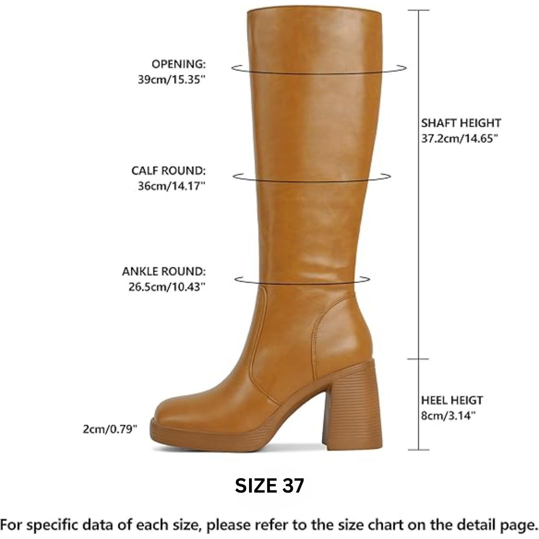 Damenstiefel Größe 37, braun, Lederoptik, Blockabsatz, Schaft 37,2cm, modisch, elegant.
