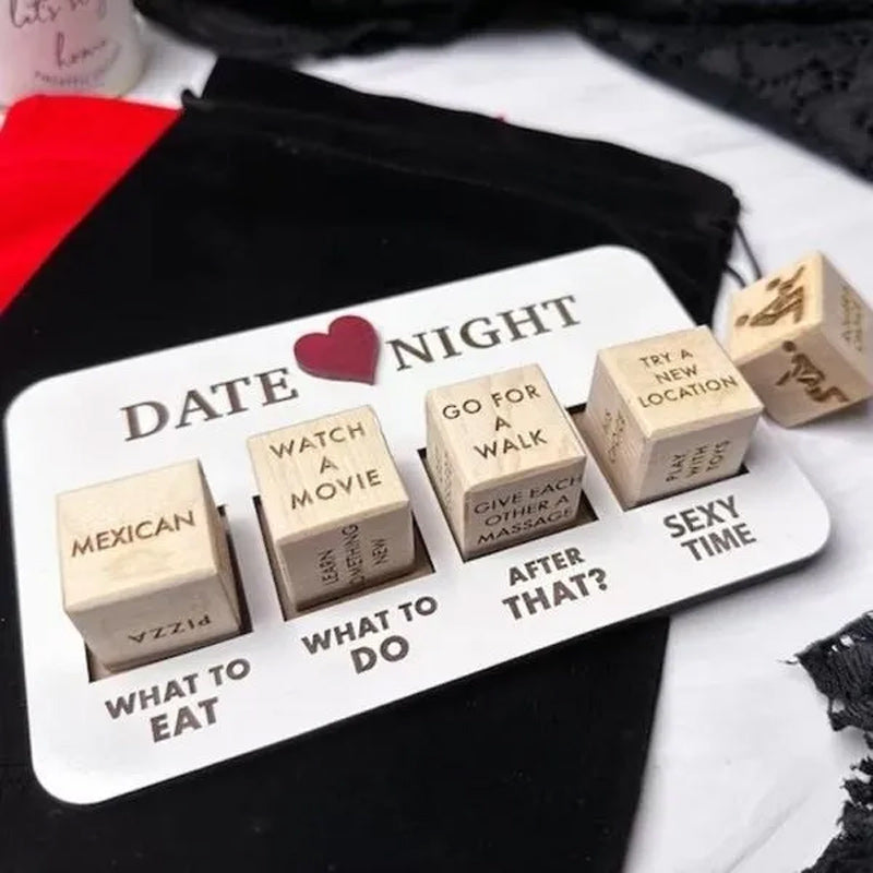 Holzwürfel Date Night Spiel, Aktivitäten-Ideen, romantisches Geschenk, Paarspiel, beige Würfel