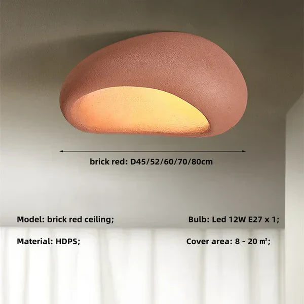 Ziegelrote Deckenleuchte, LED 12W, HDPS-Material, für 8-20 m² Räume.