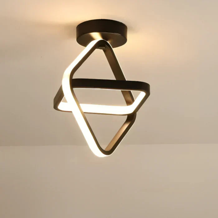 Moderne LED-Deckenleuchte, geometrisches Design, schwarz, energiesparend, Wohnzimmerbeleuchtung.
