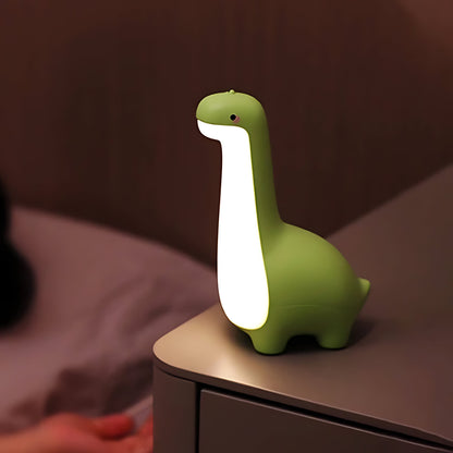 Grüne Dinosaurier-Nachtlampe aus Silikon, LED, Kinderzimmer, energiesparend, dekorativ.