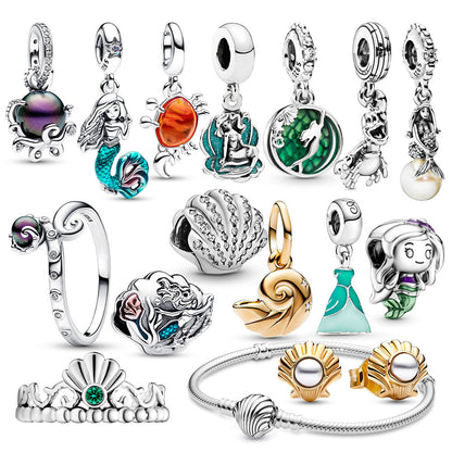 Disney Ariel Schmuckanhänger, Muschel-Design, Silber, Pandora, Damen, Die kleine Meerjungfrau.