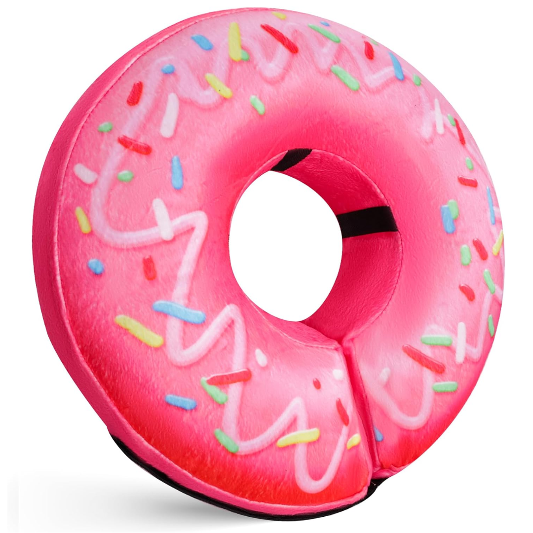 Rosa Donut-Sitzkissen mit Streuseln, bequemes Dekor für Zuhause, lustiges Design.