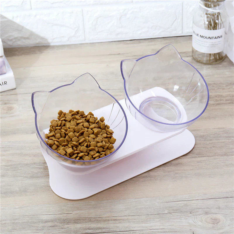 Transparente Katzen-Doppelnapf, rutschfest, AS-Material, Futternapf für Katzen und Hunde.