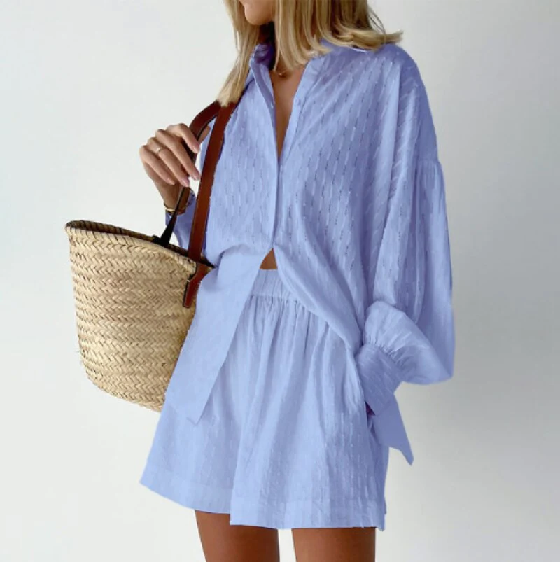 Zweiteiliges Damen-Sommer-Set mit Laternenärmeln – Nina