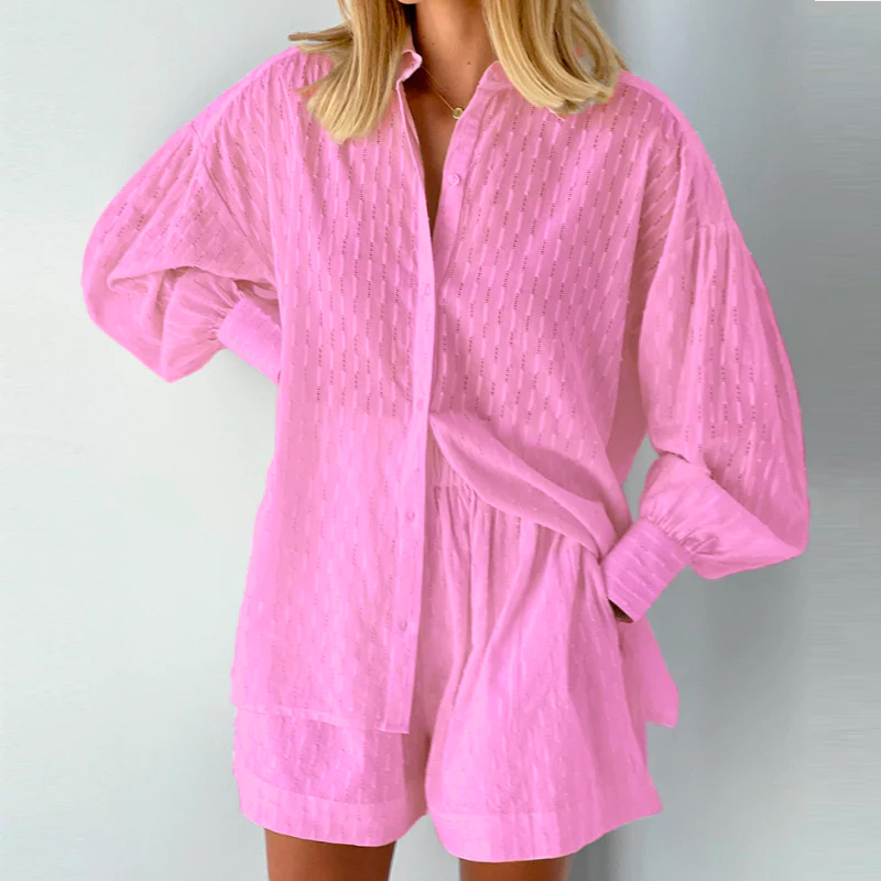 Zweiteiliges Damen-Sommer-Set mit Laternenärmeln – Nina