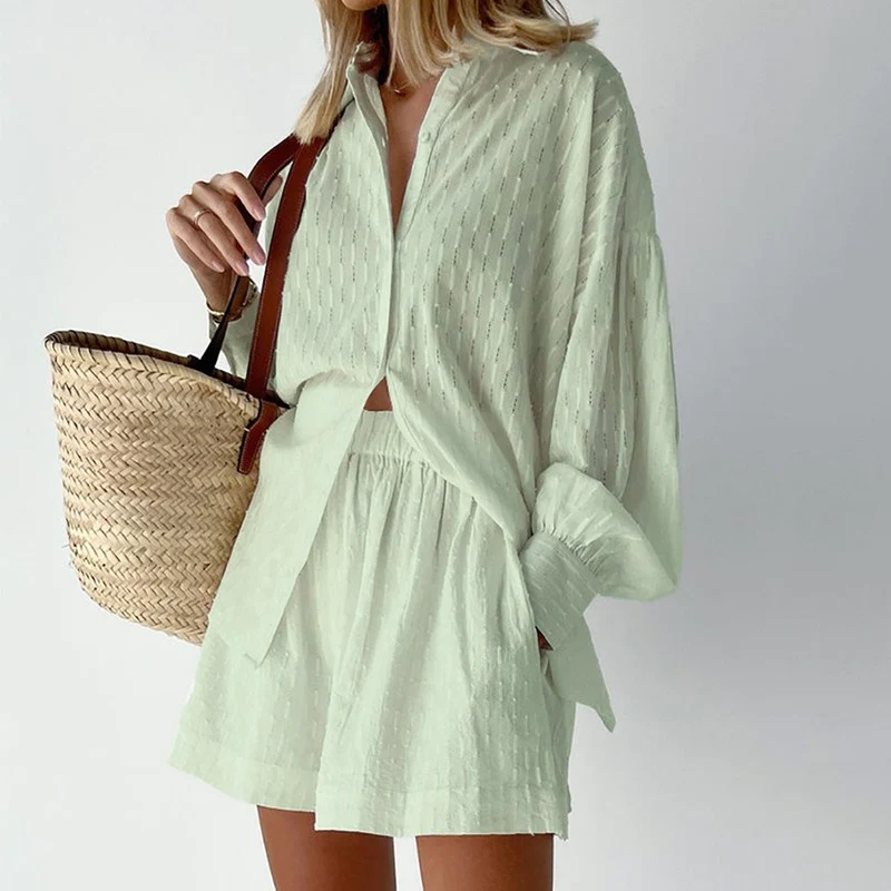 Zweiteiliges Damen-Sommer-Set mit Laternenärmeln – Nina