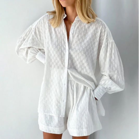 Zweiteiliges Damen-Sommer-Set mit Laternenärmeln – Nina
