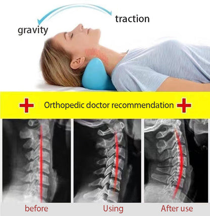 Frau mit Nackenstützkissen, orthopädische Empfehlung, Wirbelsäulenentlastung, vor und nach.