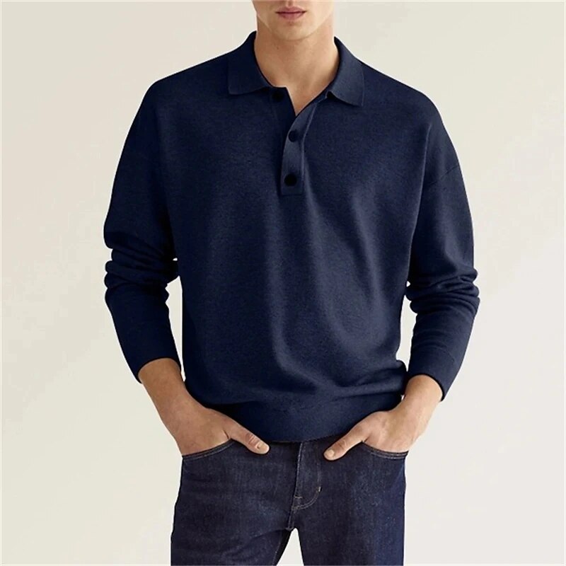 Herrenpoloshirt mit langen Ärmeln – Bastien