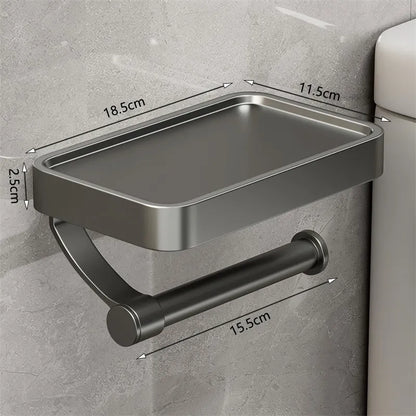 Wandhalterung aus Edelstahl, Toilettenpapierhalter mit Ablage, grau, 18,5x11,5 cm, Badezimmer.