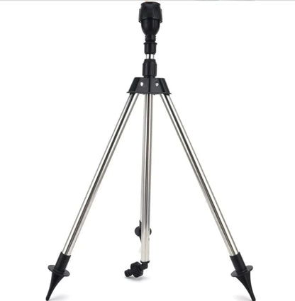Silbernes Aluminium-Stativ mit verstellbaren Beinen, ideal für Kameras und Fotografie.