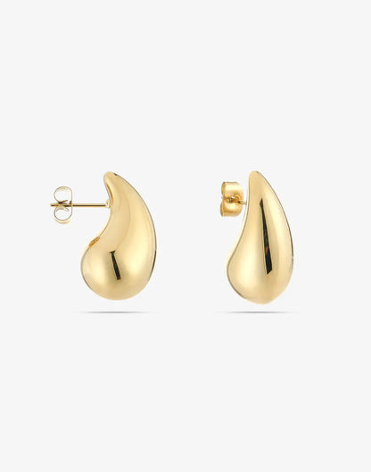 Goldene Tropfen-Ohrringe, 2,5 cm, elegantes Design, Schmuck für Damen.