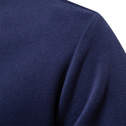 Dunkelblaues Herren-Polo-Sweatshirt, Baumwolle, Herbstmode, lässig, hochwertig.