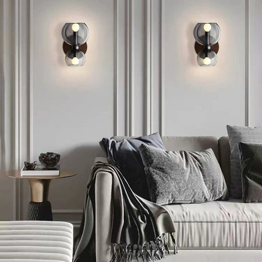 Minimalistische Doppel-LED-Wandleuchte, modern, schwarz, Wohnzimmer, energiesparend, stilvoll.
