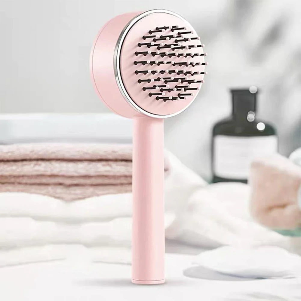 Rosa Duschkopf mit Massagefunktion, rund, modernes Design, Badezimmerzubehör, Wellness.
