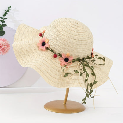 Damen-Sommerstrohhut mit Blumen- und Fruchtverzierung – Solène