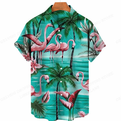 Tropisches 3D Flamingo Hemd – Kai