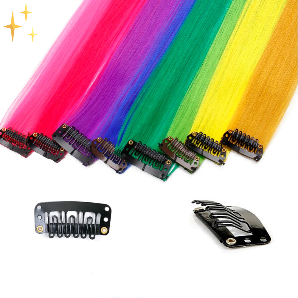 Clip-in Regenbogen Haartressen – Ruby