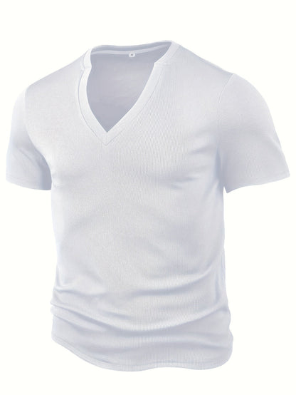 Herren-T-Shirt mit tiefem V-Ausschnitt und Struktur – Rafael
