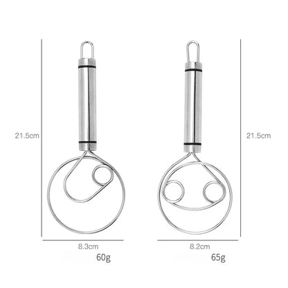 Zwei Edelstahl-Schneebesen, 21,5 cm, mit Haken, ideal für Küche und Backen.