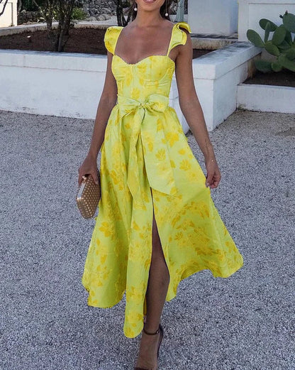 Sommerkleid mit Schmetterlingsärmeln und Druck - Lina