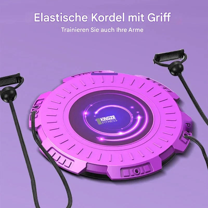 Lila elastische Fitness-Kordel mit Griffen, ideal für Armtraining und Muskelaufbau.