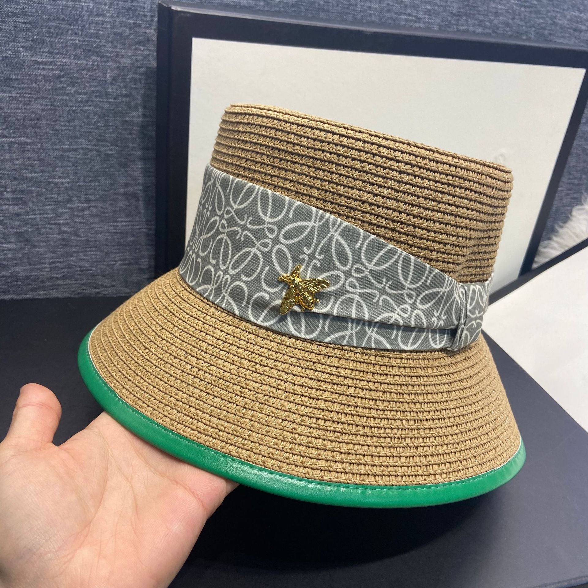 Sommerhut Damen Schleife | Leichter Sonnenhut mit Krempe | Stilvoll & luftig-Khaki-Luzern Mode