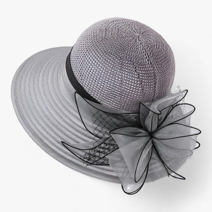 Damen Sonnenhut | Breiter Krempe | Sonnenschutz | Einfarbig | Rund-Grau-Luzern Mode