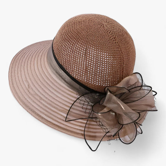 Damen Sonnenhut | Breiter Krempe | Sonnenschutz | Einfarbig | Rund-Khaki-Luzern Mode
