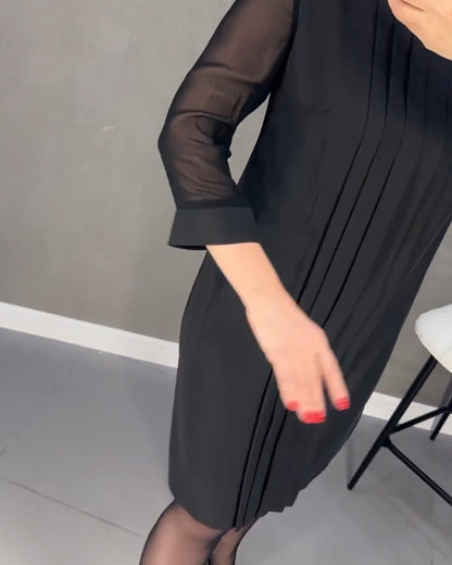 Shiftkleid | Mesh-Details | Knielang | Rundhalsausschnitt | Ärmel-Luzern Mode
