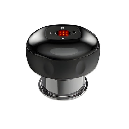 Schwarzes elektrisches Massagegerät mit LED-Anzeige, tragbar, kabellos, Muskelentspannung.