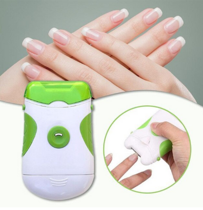 Elektrischer Nagelpolierer, weiß-grün, für Maniküre, tragbar, handlich, Nagelpflegegerät.