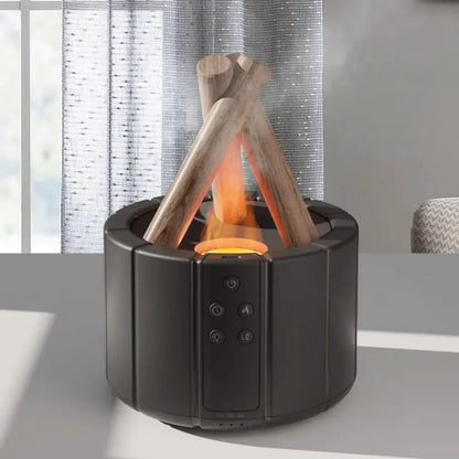 Elektrischer Tischkamin schwarz, LED-Flammen, Holzoptik, modernes Design, Wohnzimmer-Dekoration.