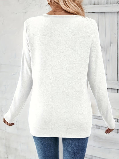 Damenpullover mit V-Ausschnitt und Knopfdetail – Iris