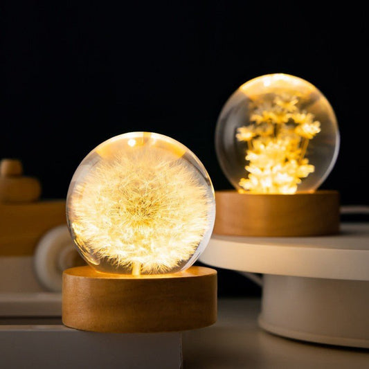 Kristallkugel Lampe mit ewigen Blumen – Lumora