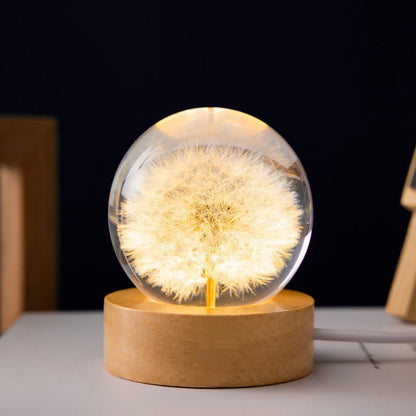 Kristallkugel Lampe mit ewigen Blumen – Lumora